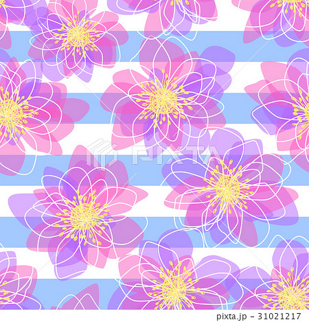 花と縞のシームレスパターン 31021217