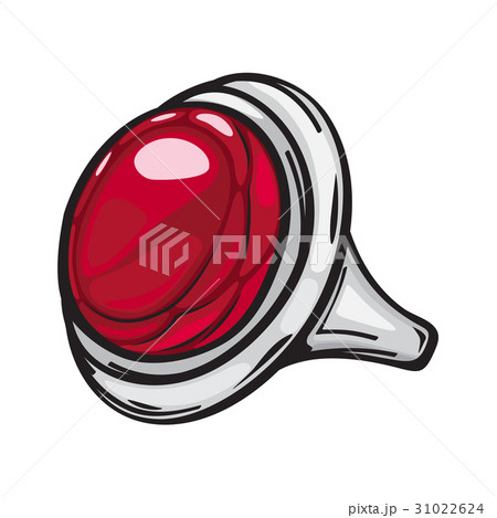 Silver Ring With Big Red Stone Flat Design Webのイラスト素材