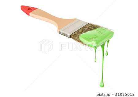 Paintbrush with green paint, 3D rendering 31025018