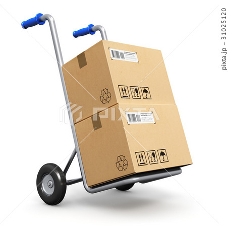 Hand truck with cardboard boxes 31025120