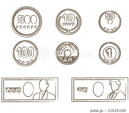 やさしい線画 日本のお金のイラスト素材 31026168 Pixta