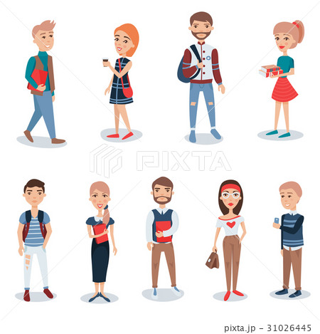 Young people in casual clothes standing set Young people in casual clothes standing set 31026445