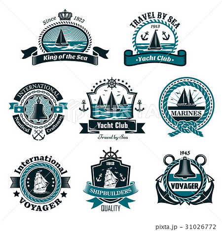 Nautical icons and vector marine symbols set 31026772