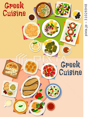 Greek cuisine lunch menu icon set for food design Greek cuisine lunch menu icon set for food design 31026948