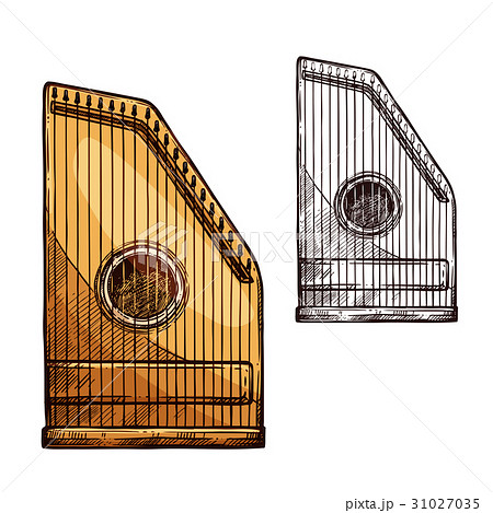 Vector sketch gusli harp string music instrument Vector sketch gusli harp string music instrument 31027035