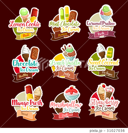 Ice cream vector sticker set for shop Ice cream vector sticker set for shop 31027036