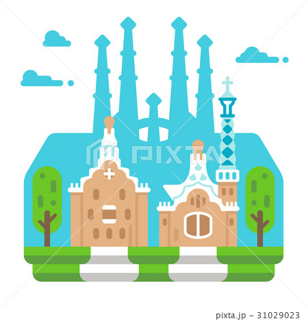 Flat design Park Guell Bacelona 31029023