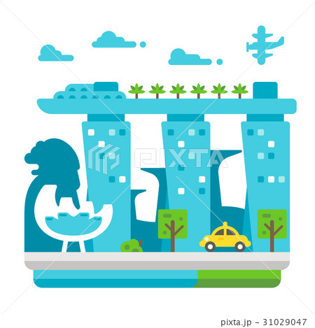 Flat design Singapore landmarks Flat design Singapore landmarks 31029047