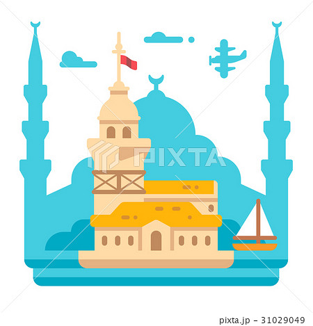 Flat design Maiden's tower Istanbul 31029049