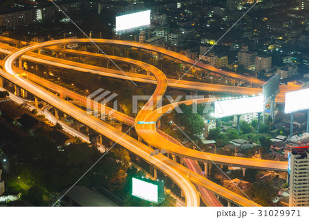 Night city highway overpass aerial view 31029971