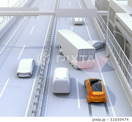 高速道路の事故現場に衝突被害軽減ブレーキによる二次事故回避のコンセプトイメージ 高速道路の事故現場に衝突被害軽減ブレーキによる二次事故回避のコンセプトイメージ 31030474