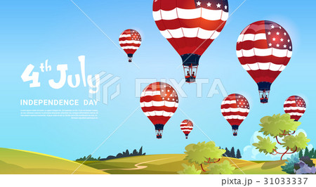 United States Flag Colored Air Balloons Flying In United States Flag Colored Air Balloons Flying In 31033337
