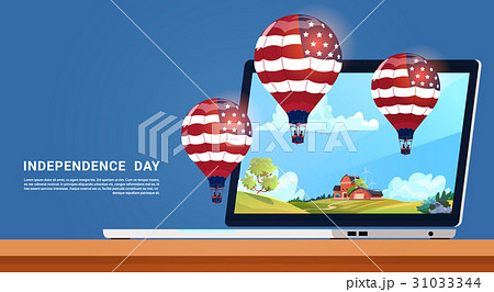 United States Flag Colored Air Balloons Flying United States Flag Colored Air Balloons Flying 31033344