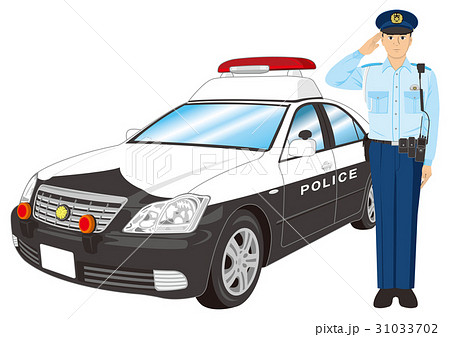 警察官とパトカーのイラスト素材 31033702 Pixta
