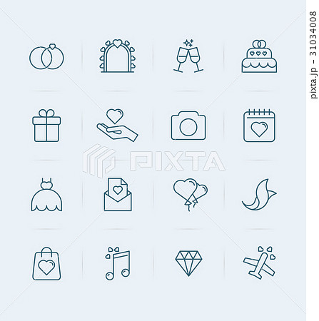 Set of wedding icons in thin line style 31034008