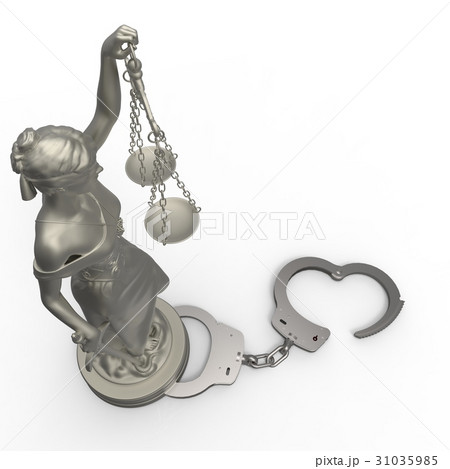 Lady of Justice statue and handcuffs 3d rendering 31035985
