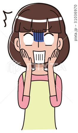 ショックを受ける女性のイラストのイラスト素材