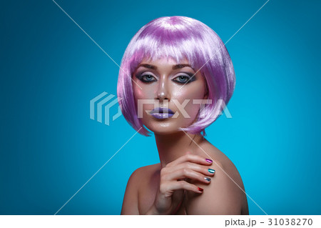 Beautiful girl in purple wig Beautiful girl in purple wig 31038270