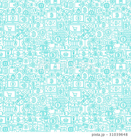 Line Cryptocurrency White Seamless Pattern 31039648