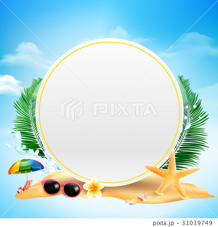 Blank circle with copy space Starfish flower palm Blank circle with copy space Starfish flower palm 31039749