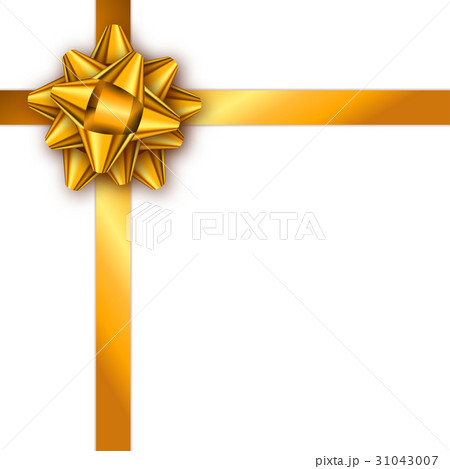 Holiday gift card with golden ribbon and bow Holiday gift card with golden ribbon and bow 31043007