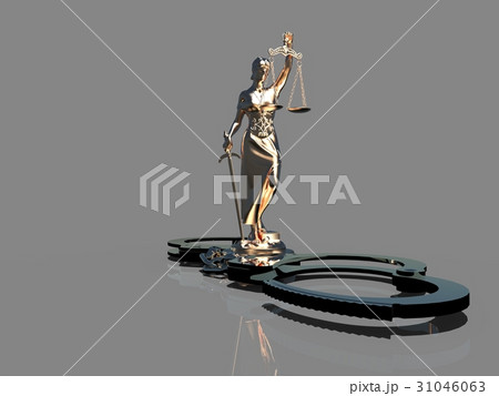 Lady of Justice statue and handcuffs 3d rendering 31046063