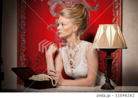 Gorgeous Woman in victorian dress and interior 31046262