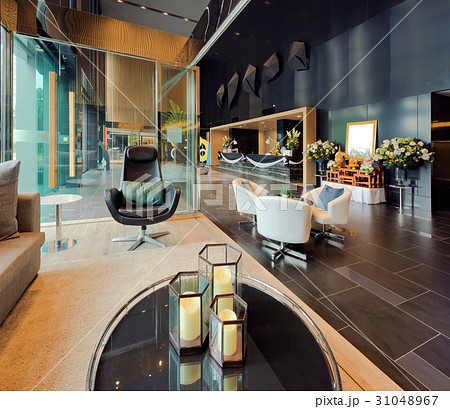 Luxury private lobby in a hotel, Entrance and reception Luxury private lobby in a hotel, Entrance and reception 31048967
