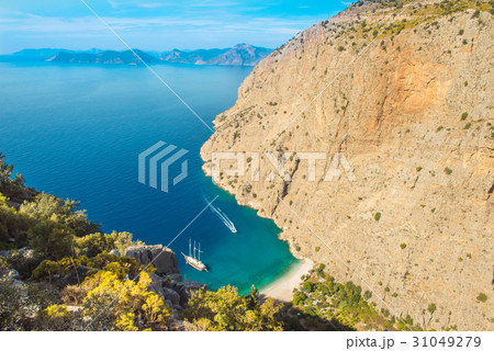 Butterfly valley sea view and boat Oludeniz,Turkey Butterfly valley sea view and boat Oludeniz,Turkey 31049279