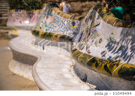 Mosaic Bench in Park Guell Barcelona 31049494