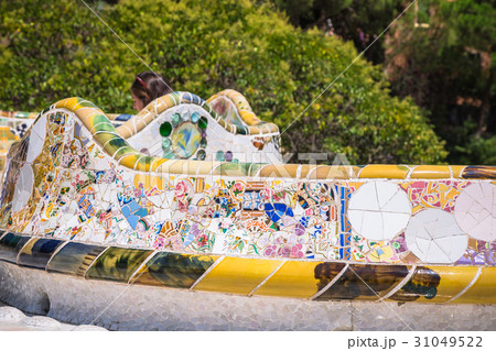 Mosaic Bench in Park Guell Barcelona Mosaic Bench in Park Guell Barcelona 31049522