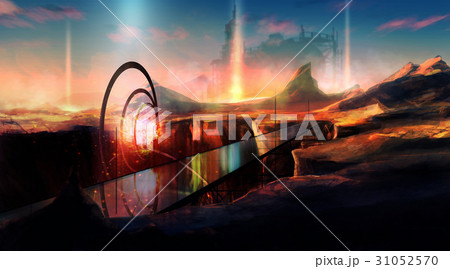 Futuristic planet landscape illustration. 31052570