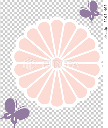 蝶のシルエットとシンプルな花 ピンク 紫 のイラスト素材