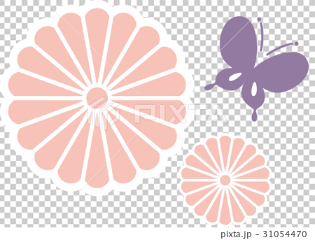 蝶のシルエットとシンプルな花のイラスト素材のイラスト素材