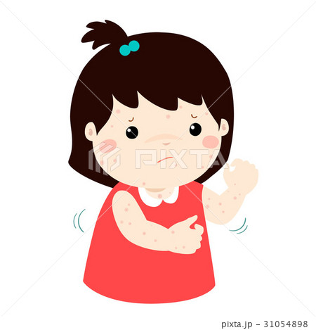 Girl scratching itching rash on his body vector. Girl scratching itching rash on his body vector. 31054898