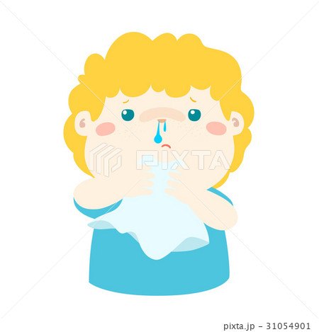 Sick boy runny nose vector. Sick boy runny nose vector. 31054901