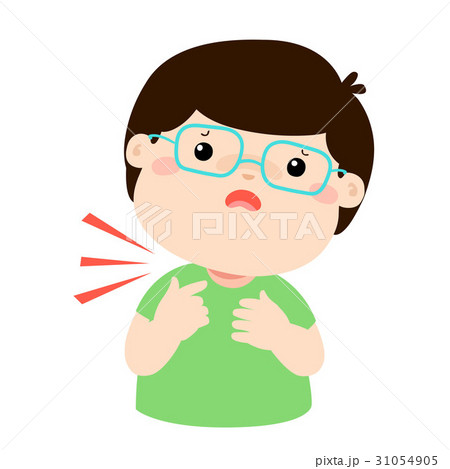 Sick boy sore throat cartoon vector. Sick boy sore throat cartoon vector. 31054905