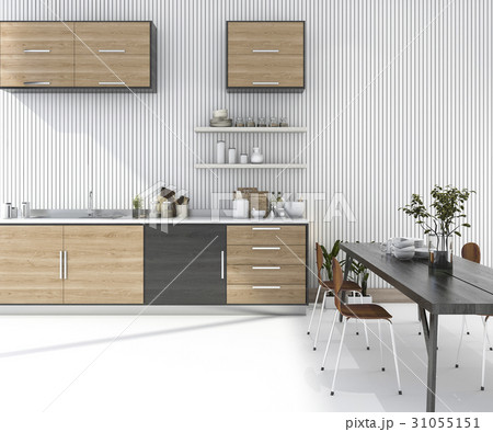 wood kitchen bar with dining table and chair 31055151