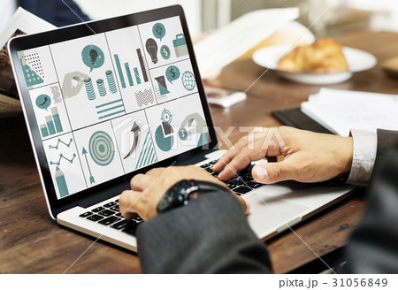 Illustration of financial business chart investment on laptop Illustration of financial business chart investment on laptop 31056849