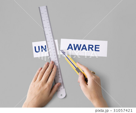 Unawareness Uncaring Hand Cut Word Split Concept 31057421