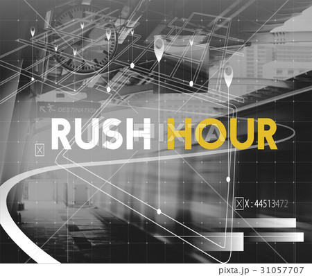 Train Station Platform Rush Hour Black and White Style 31057707