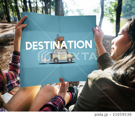 People with illustration of discovery journey road trip traveling People with illustration of discovery journey road trip traveling 31059536