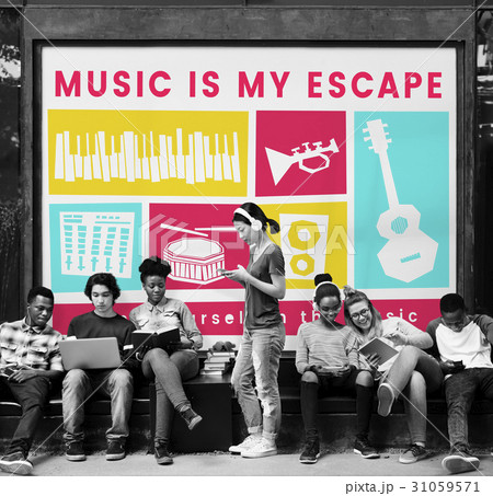 Network graphic overlay banner on wall 31059571