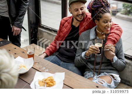 Couple Man Hug Woman Drinks 31059975