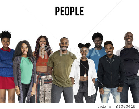 Group of African Descent People Together Set Studio Isolated 31060419