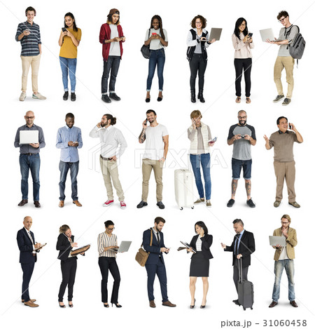 Diverse of People Using Digital Devices Communication Studio Isolated 31060458
