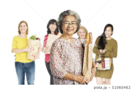 Diversity Women Buy Food Supermarket Studio Isolated 31060462