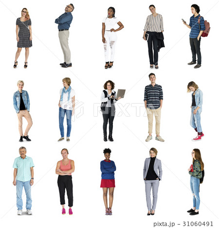 Diversity People Set Gesture Standing Together Studio Isolated 31060491