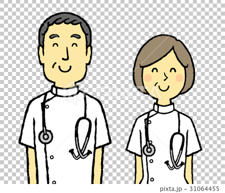 Middle-aged male and female stethoscope in white coat 31064455