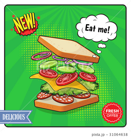 Sandwich Advertising Poster in Comic Style 31064638